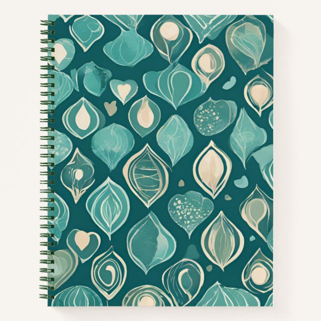 Carnet turquoise de coquillages verts | Esthétique (Devant)
