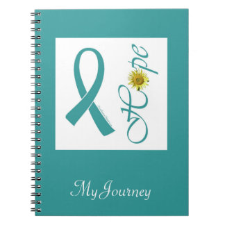 Carnet turquoise d'espoir de ruban
