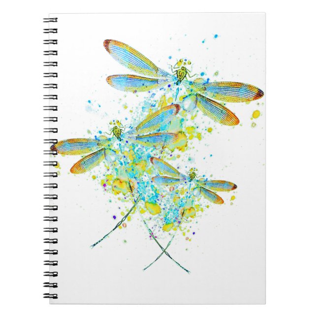 Carnet Turquoise éclaboussure de libellule (Devant)