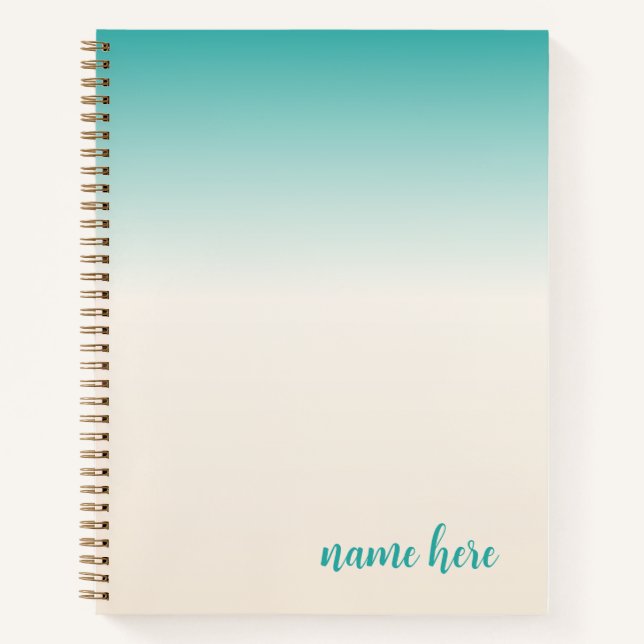 Carnet Turquoise et beige personnalisé (Devant)