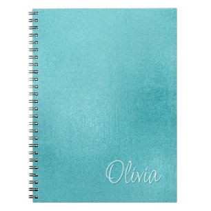 Carnet Turquoise Faux Foil Simple Minimaliste Personnalis
