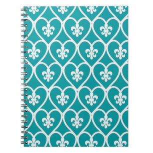 Carnet Turquoise Heart Fleur De Lis