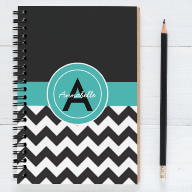 Carnet Turquoise noir Chevron (Créateur téléchargé)