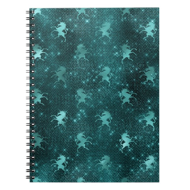 Carnet Turquoise Ombre Glam Parties scintillant Unicorns  (Devant)