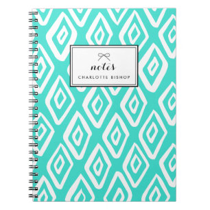 Carnet Turquoise Tribal Diamonds Motif personnalisé