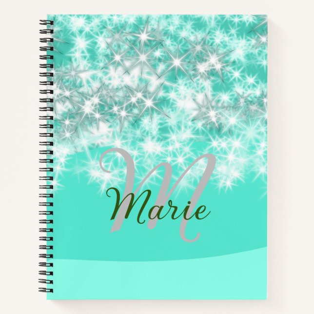 Carnet Turquoise turquoise agate aqua monogramme ajouter  (Devant)