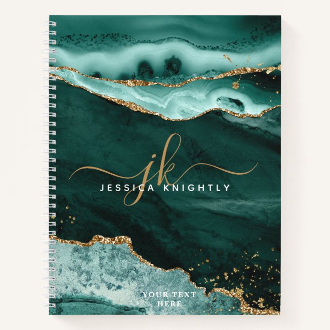 Carnet Turquoise Turquoise Agate Gold Parties scintillant (Devant)