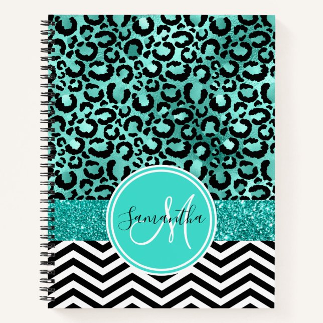 Carnet Turquoise Turquoise Faux Parties scintillant Empre (Devant)
