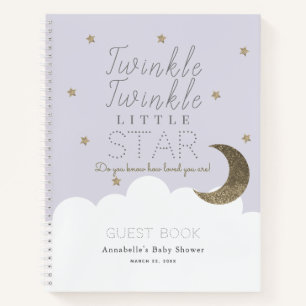 Carnet Twinkle Little Star Lavender Baby shower Guestbook