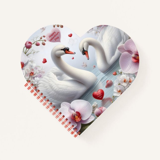 Carnet Two swans for valentine's day (Devant)