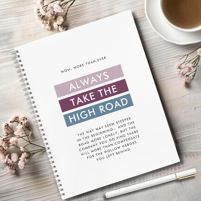 Carnet Typographie audacieuse Prendre la route (Bold Typography Modern Stripes Always Take the High Road Motivational Notebook)