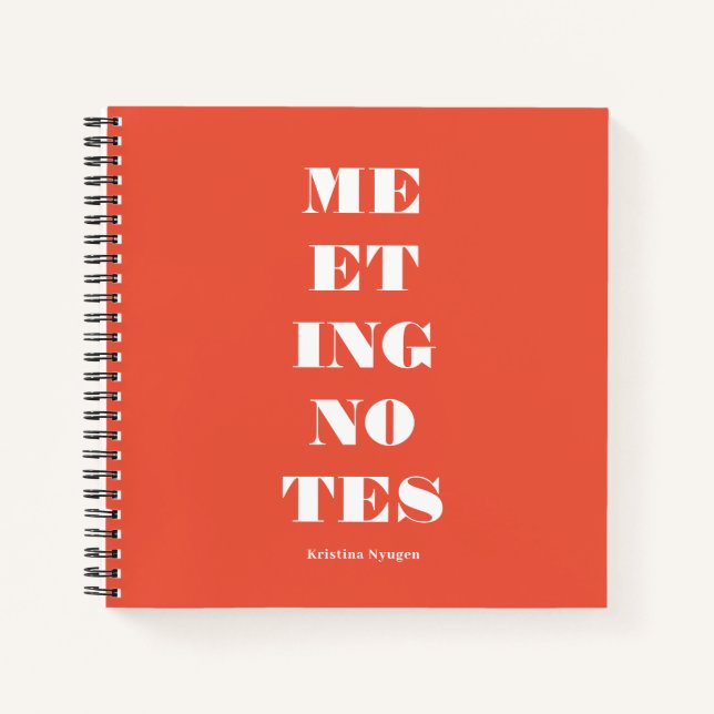 Carnet Typographie audacieuse unique Orange White Meeting (Devant)