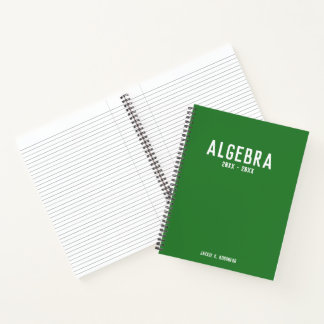 Carnet Typographie blanche minimaliste sur algèbre verte