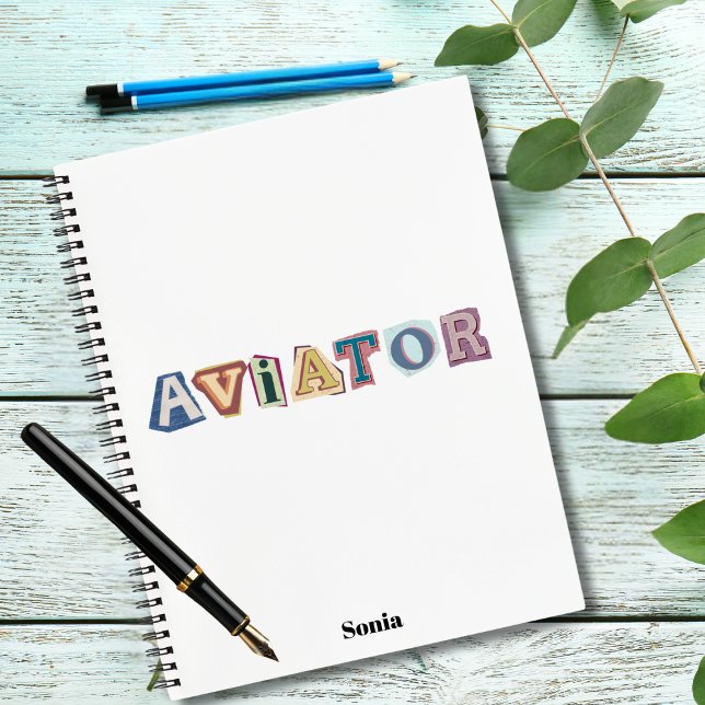 Carnet typographie d'avion, fun, cool, Aviation, Personna (Créateur téléchargé)