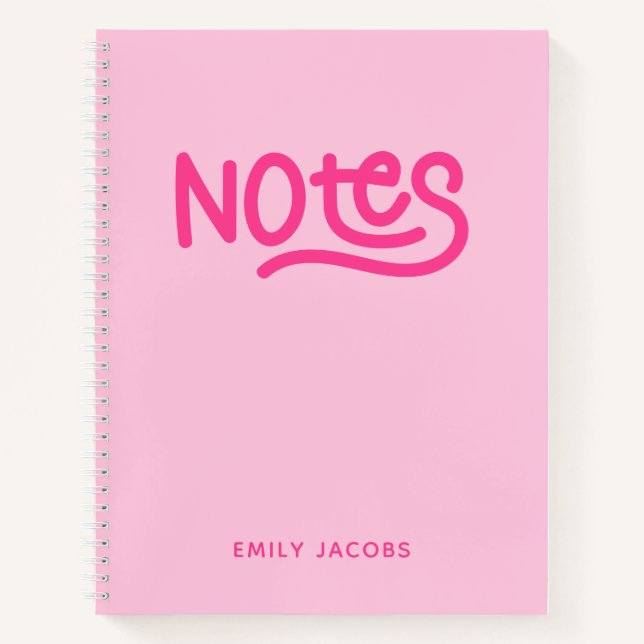 Carnet Typographie des notes manuscrites roses (Devant)