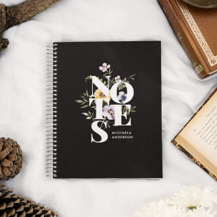 Carnet Typographie moderne Fleurs sauvages aquarelle & no