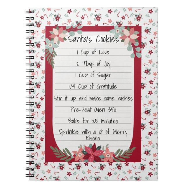 Carnet Typographie moderne Whimsey Recette Noël Rouge (Devant)