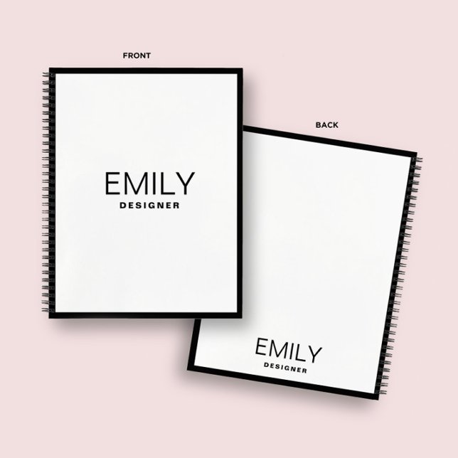 Carnet Typographie noire moderne | Bordure noire (Créateur téléchargé)