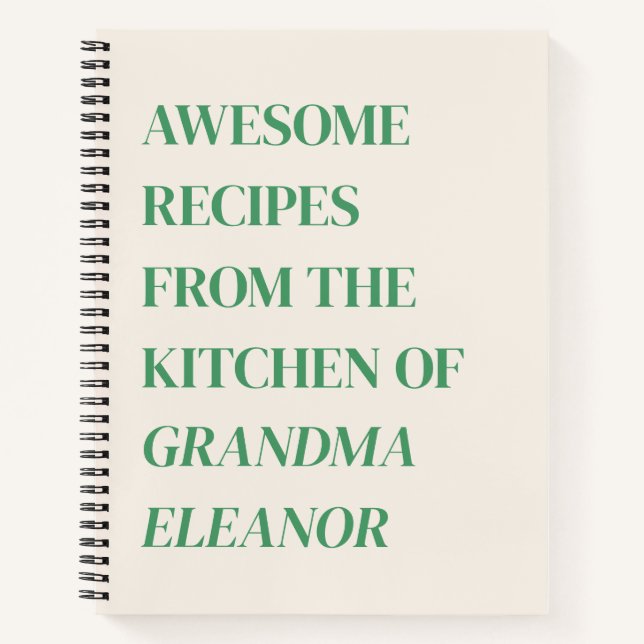 Carnet Typographie rétro amusante Kelly Green Grandma Rec (Devant)