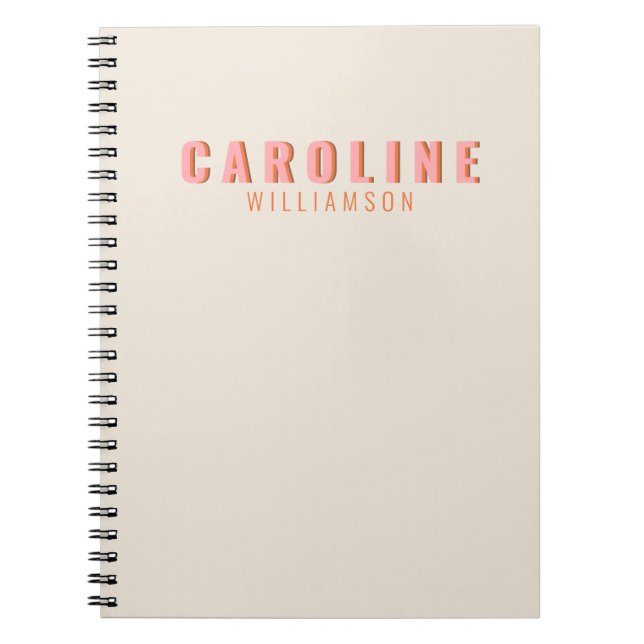 Carnet Typographie rétro rose et orange Creative Custom (Devant)