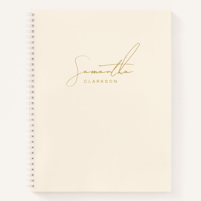 Carnet Typographie simple manuscrite Gold Script personne (Devant)