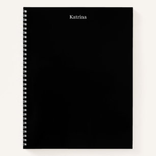 Carnet Typographie simple Nom personnalisé Noir Blanc