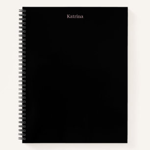 Carnet Typographie simple Nom personnalisé Rose noir