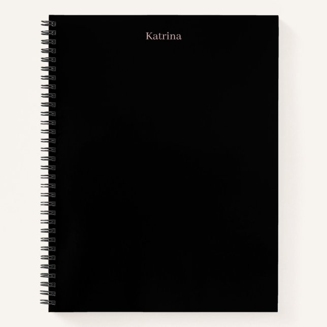 Carnet Typographie simple Nom personnalisé Rose noir (Devant)