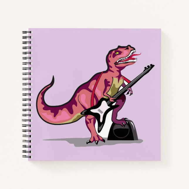 Carnet Tyrannosaurus Rex Jouant La Guitare. (Devant)