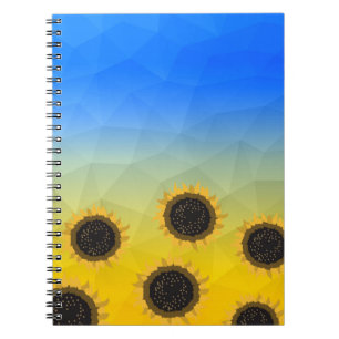 Carnet Ukraine jaune bleu géométrie maillage motif Fleurs