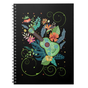 Carnet Ukulele Music Flowers Hawaii