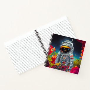 Carnet Un astronaute coloré dans l'espace avec des fleurs