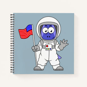 Carnet Un astronaute parasaurolophus tient le drapeau amé
