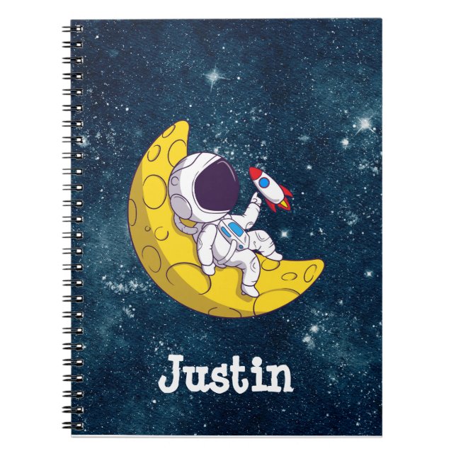 Carnet Un astronaute sur la lune avec fusées (Devant)