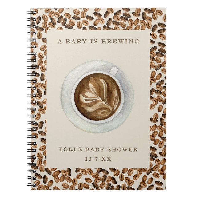Carnet Un bébé brasse des haricots de café Baby shower in (Devant)