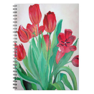 Carnet Un bouquet de tulipes rouges