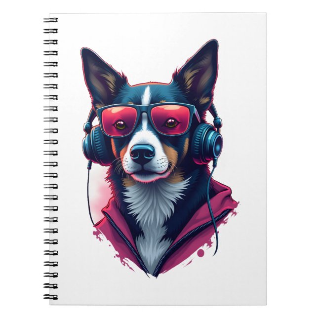 Carnet Un chien Habu portant lunettes de soleil et casque (Devant)