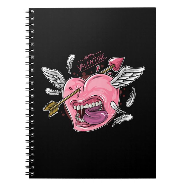 Carnet un coeur d'amour avec des lèvres et des ailes frap (Devant)