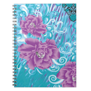 Carnet Un design textile dynamique avec violet et turq