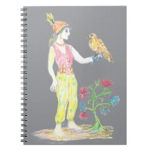 Carnet Un dessin au crayon de couleur d'une femme