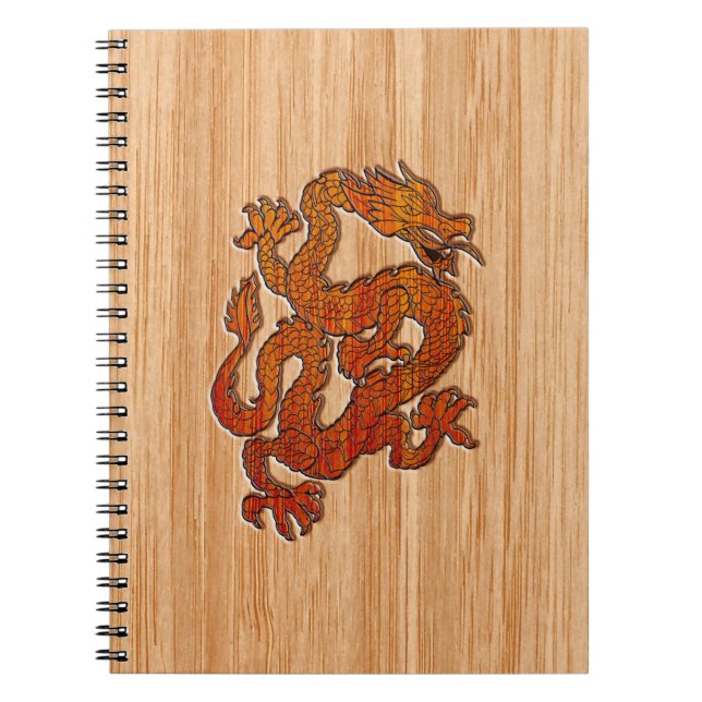 Carnet Un dragon rouge sur le bambou aiment (Devant)