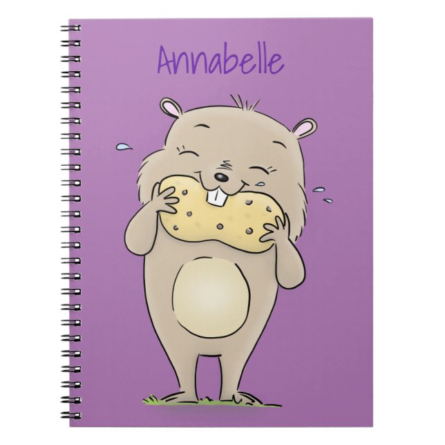 Carnet Un joli hamster souriant avec un dessin animé d'ar (Devant)