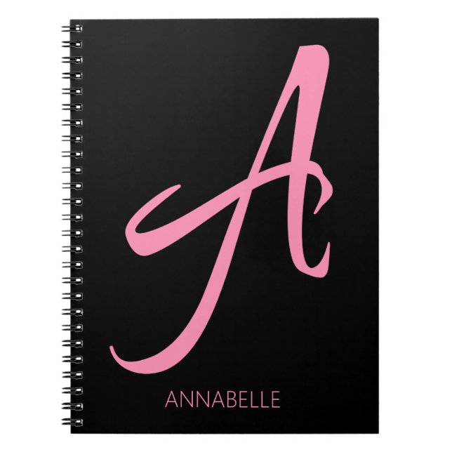 Carnet Un monogramme rose personnalisé (Devant)