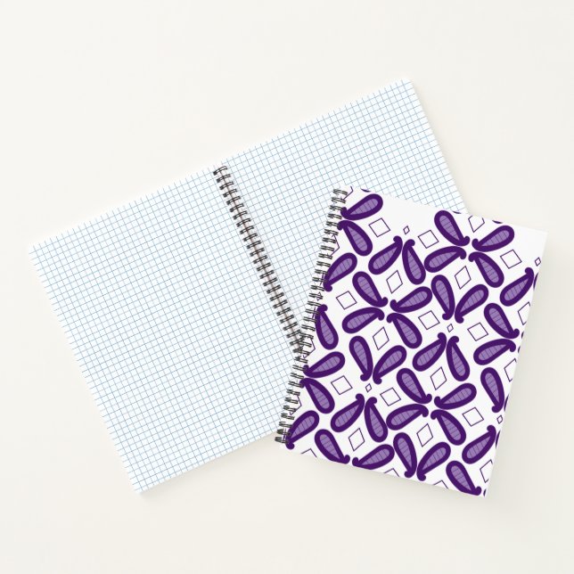 Carnet Un motif symétrique de couleur blanche et violette (Intérieur)