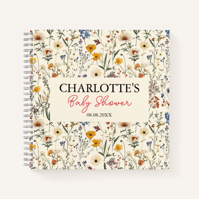 Carnet Un petit Baby shower de fille Fleur sauvage (Devant)