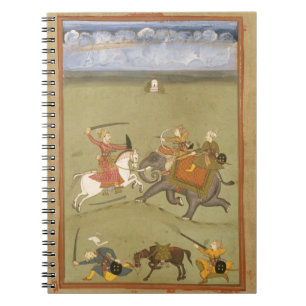Carnet Un prince Fighting ses ennemis sur un éléphant,