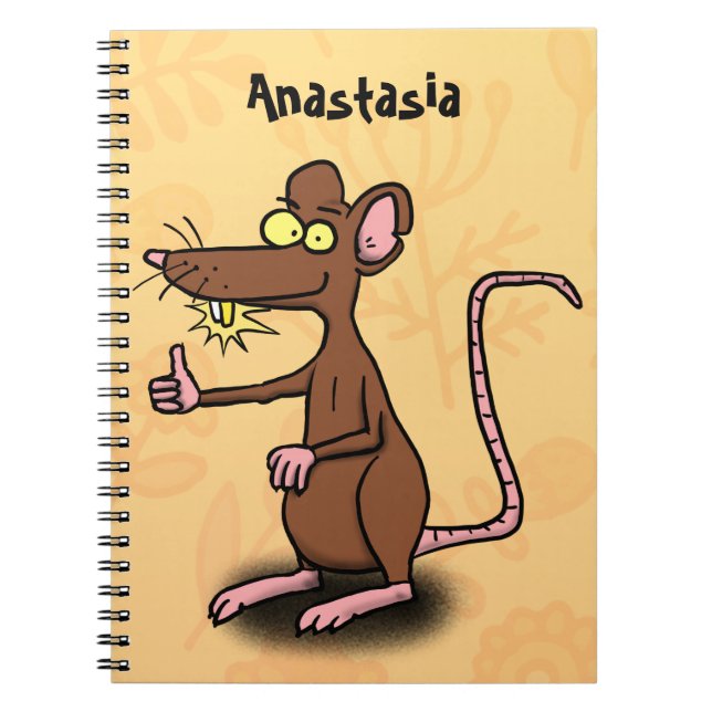 Carnet Un rat brun mignon pouce vers le haut dessin animé (Devant)