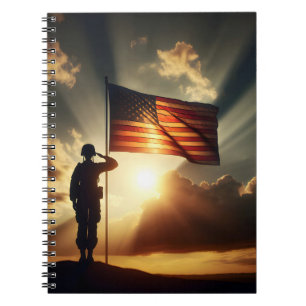 Carnet Un Soldat Américain Salue Le Drapeau