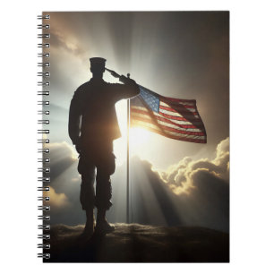 Carnet Un Soldat Américain Salue Le Drapeau