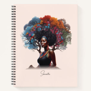 Carnet Une femme afro-américaine aux cheveux arborés